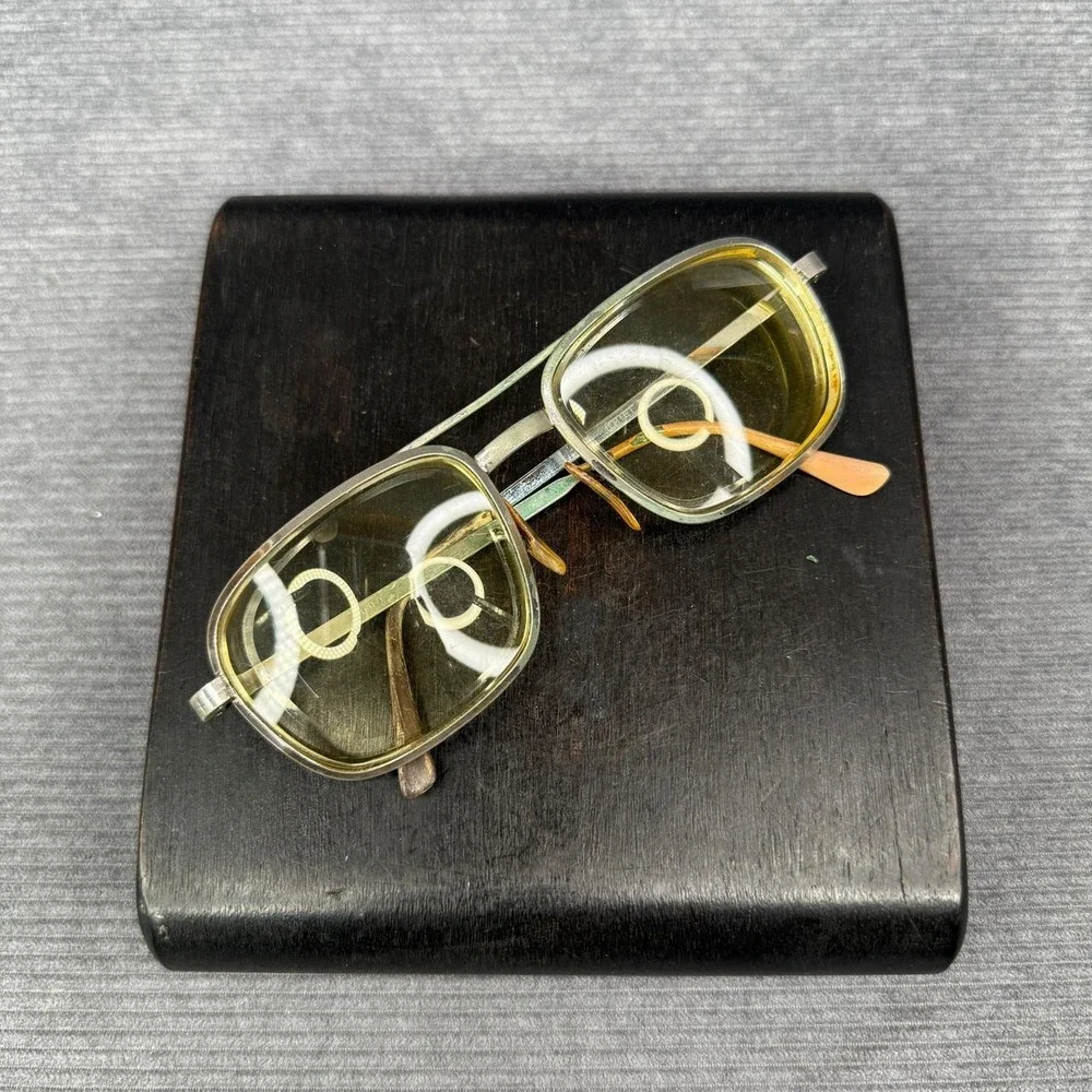 Vintage Cottet Aviator Glasses Metal Frame Rectangular Double Bridge 5 1/2 137
